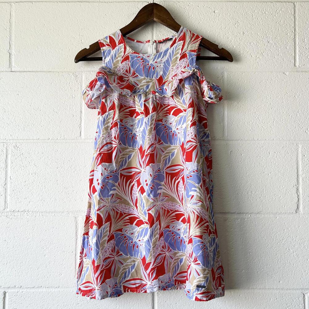 Guess Floral Ruffle Off The Shoulder Dress Girls Medium